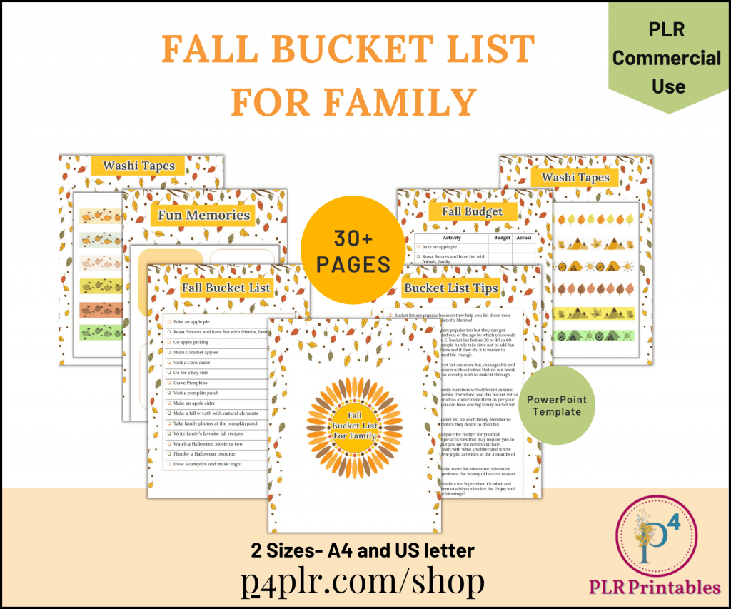 ll Bucket List PLR Printables by Dee Pawar by P4PLR.com Shop