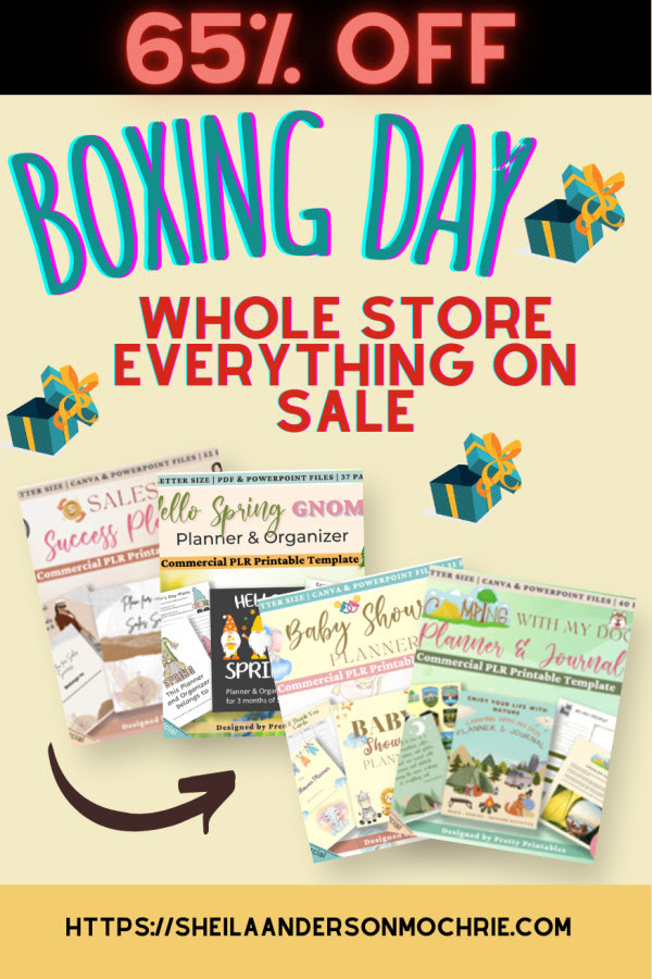 Planners, journals and PLR products for SALE on boxing Day