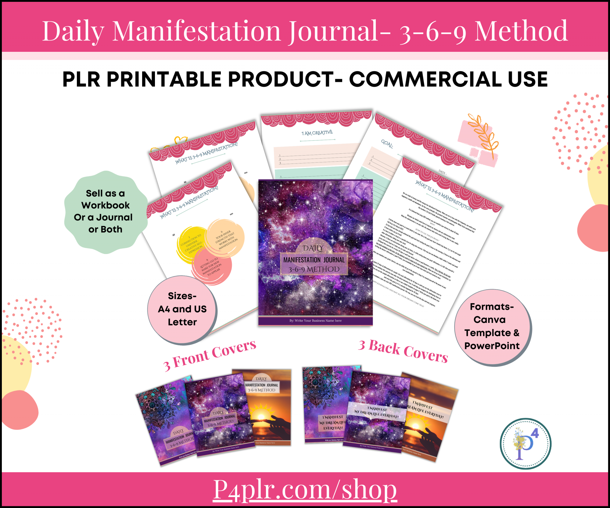 Coloring sheets and Learning Journal PLR Printables showing internal pages for a customisable planner