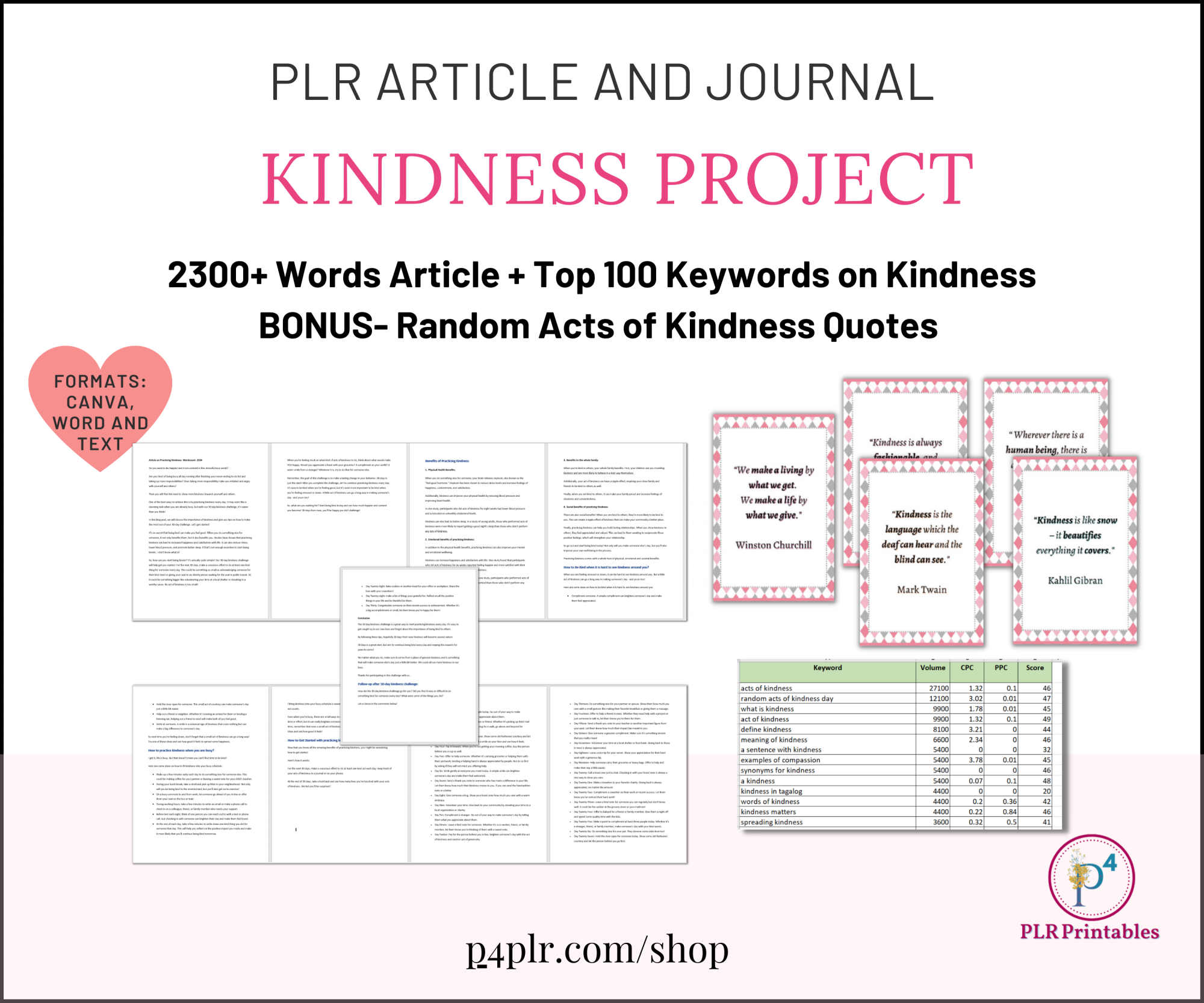 Kindness Project PLR Printables and Article Pack