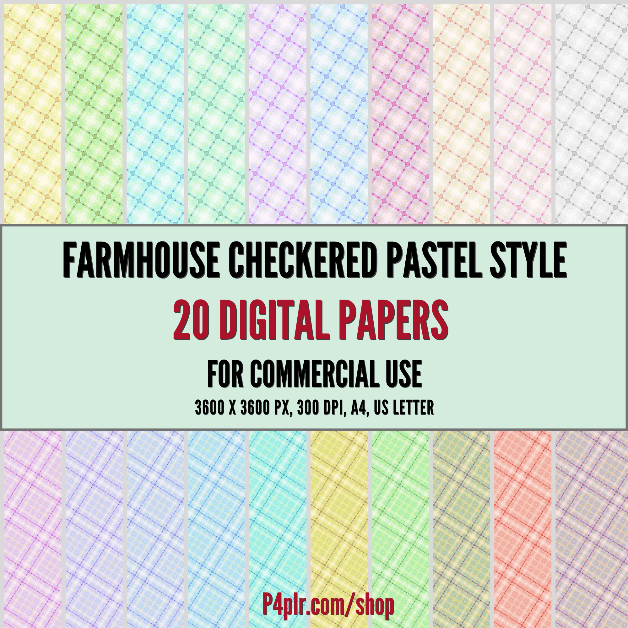 Farmhouse Checkered Pastel Digital Papers