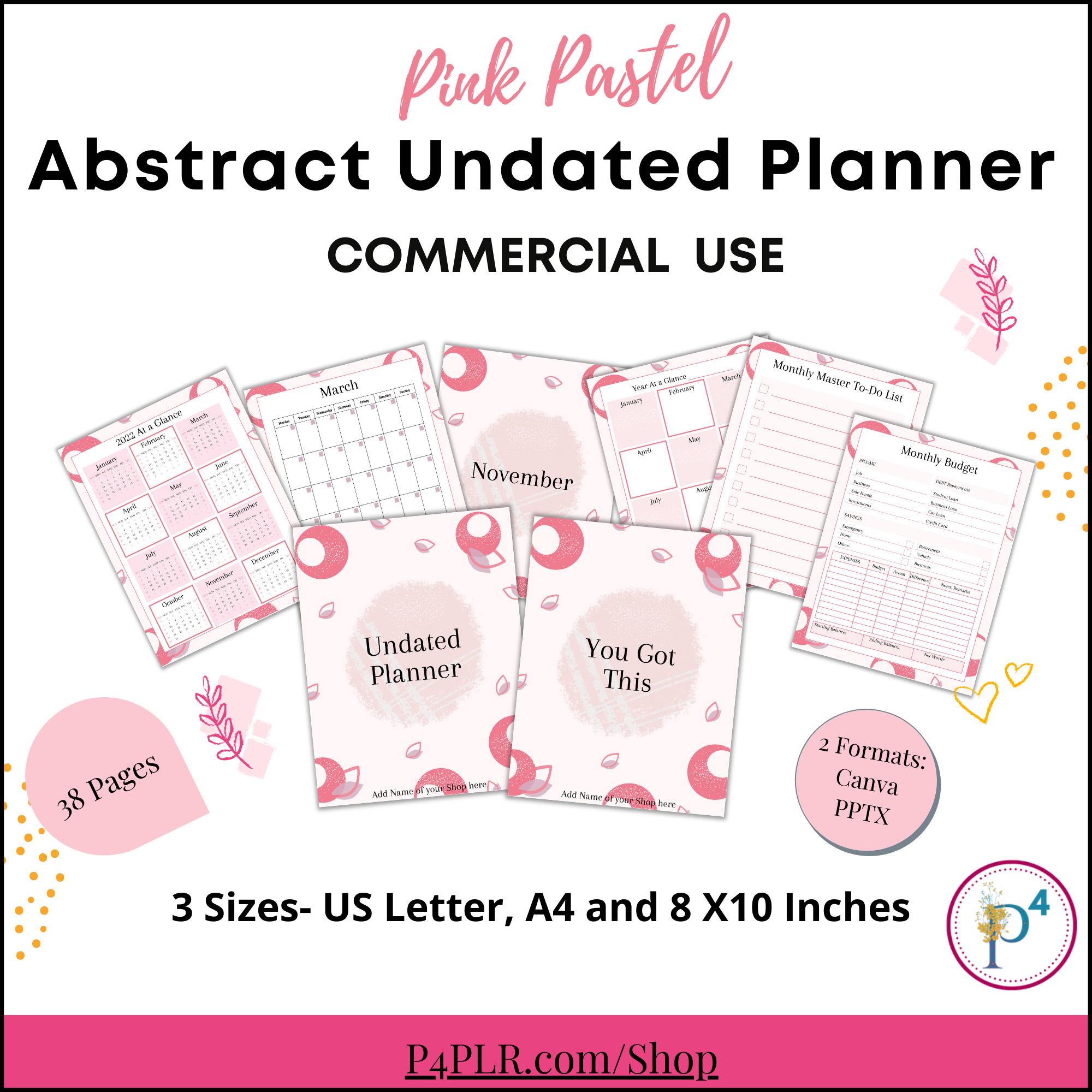 Pink Pastel Theme Abstract Undated Planner (Basic)