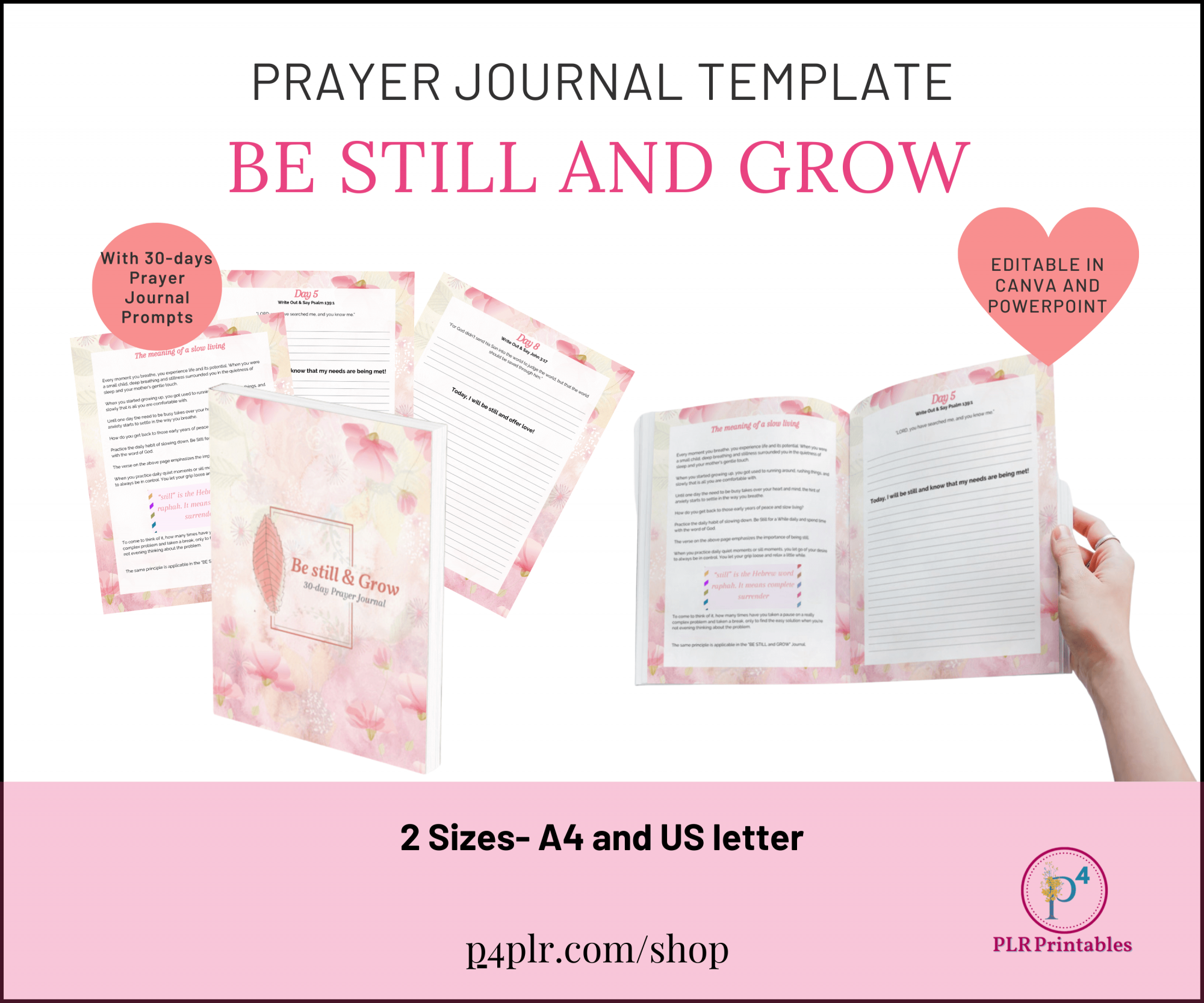 Be Still and Grow Daily Prayer Journal Template