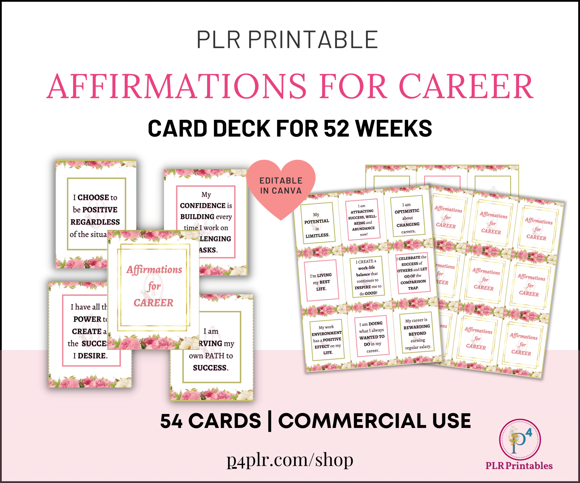 Affirmations for Career Cards Deck PLR Printable