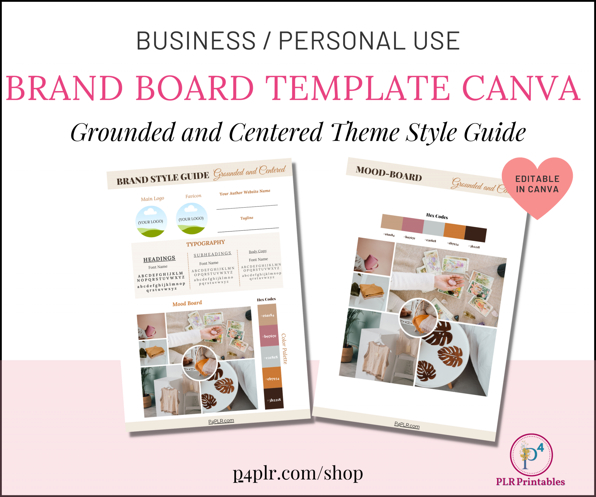 Brand kit/ board template (Canva) -Grounded and Centered