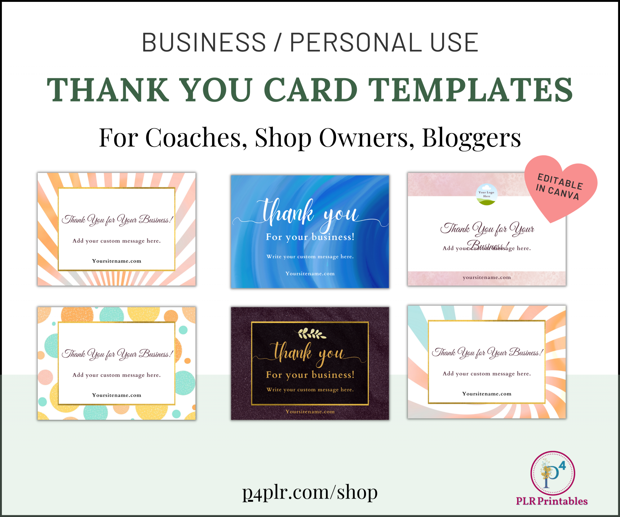 "Thank you for your Business" Card (Canva) Templates