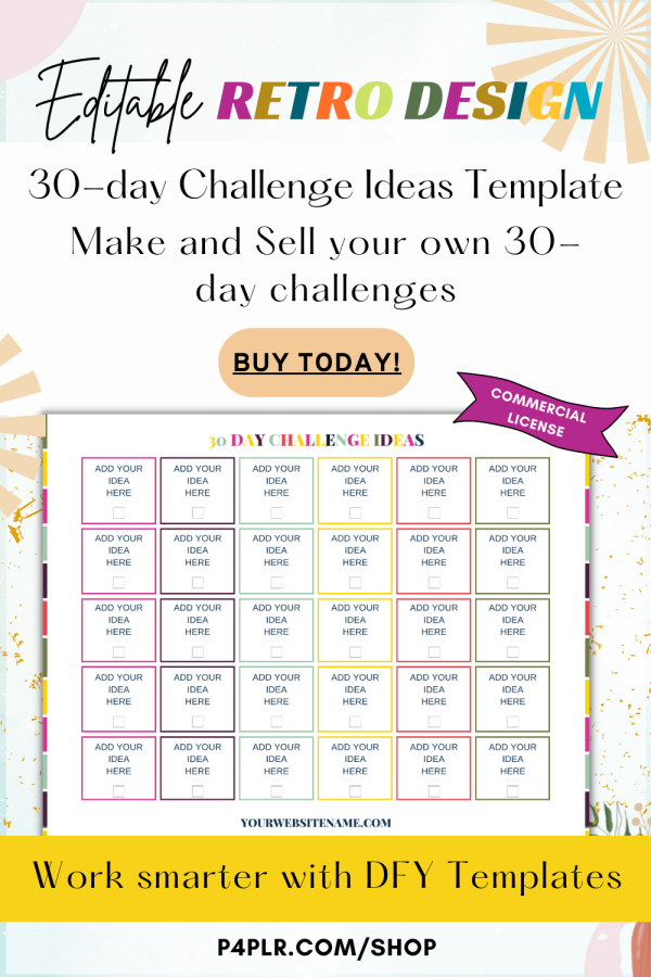 30-day challenge fillable canva template