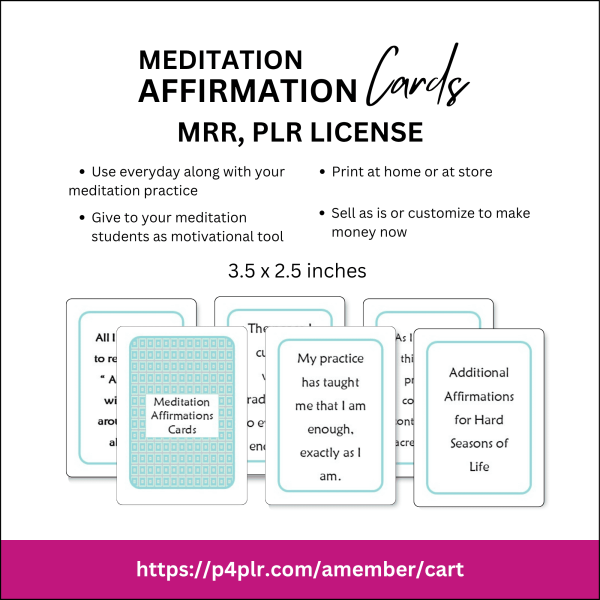 Meditation Affirmations Card Template PLR And MRR License