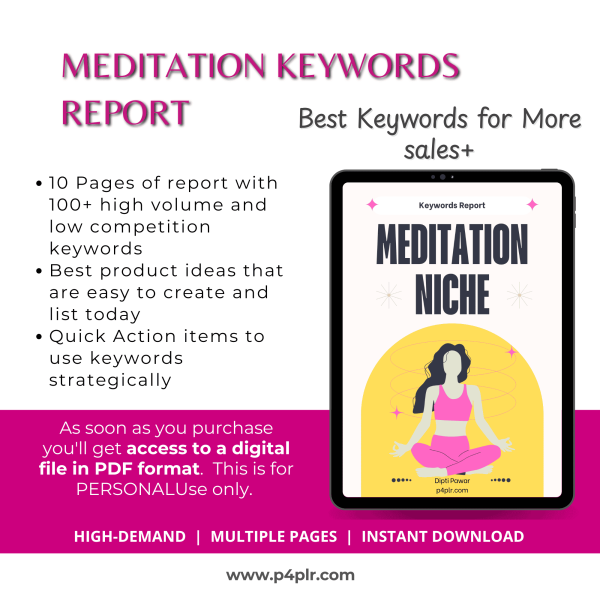 Meditation Keywords Report with Product Ideas Based on Paid Keyword ResearchTool